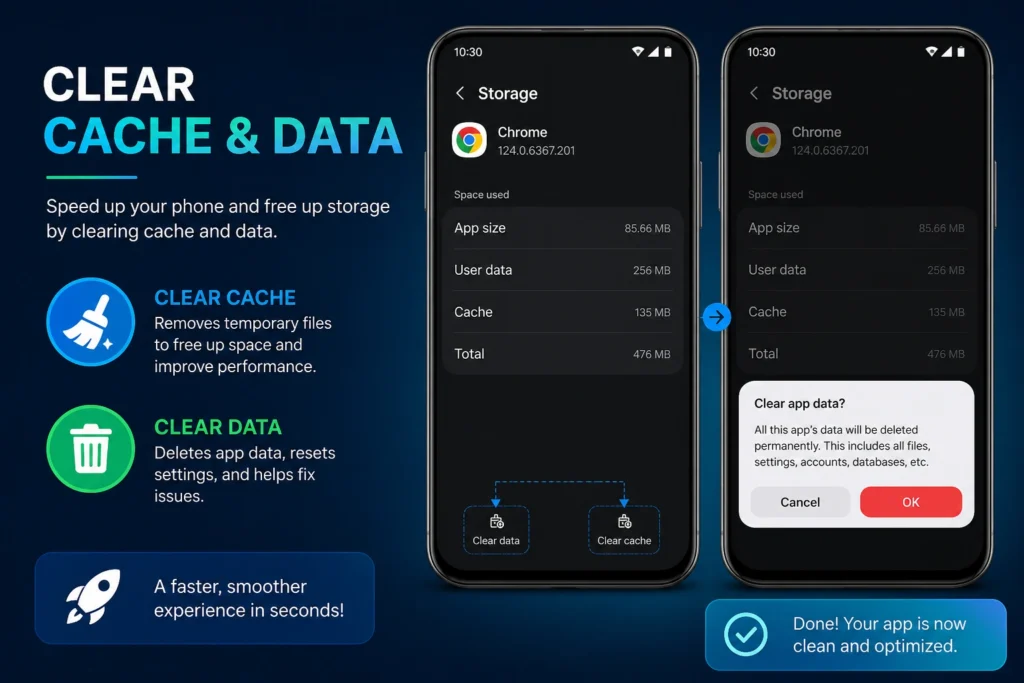 Clear Cache & Data