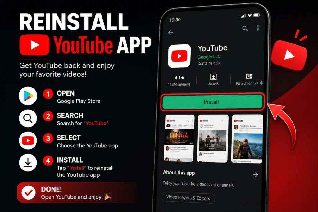 Reinstall the YouTube App